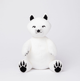 Eco Friendly Arctic Fox Stuffed Animal Made from Recycled Plastic with Black Paws, Eyes and Ears