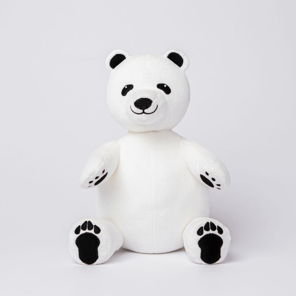 Eco Friendly Polar Bear Stuffed Animal Made from Recycled Plastic White with Black Paws, Eyes and Ears