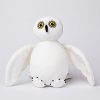 Eco Friendly Snowy Owl Stuffed Animal Made from Recycled Plastic White with Yellow Eyes and Black Talons
