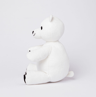 Polar Bear Stuffed Animal Made from Recycled Plastic White with Black Paws, Eyes and Ears