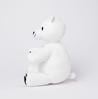 Polar Bear Stuffed Animal Made from Recycled Plastic White with Black Paws, Eyes and Ears