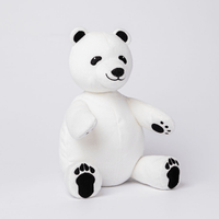 Polar Bear Stuffed Animal Made from Recycled Plastic White with Black Paws, Eyes and Ears